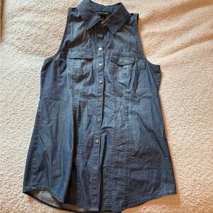 Denim Sleeveless Button-Up Shirt